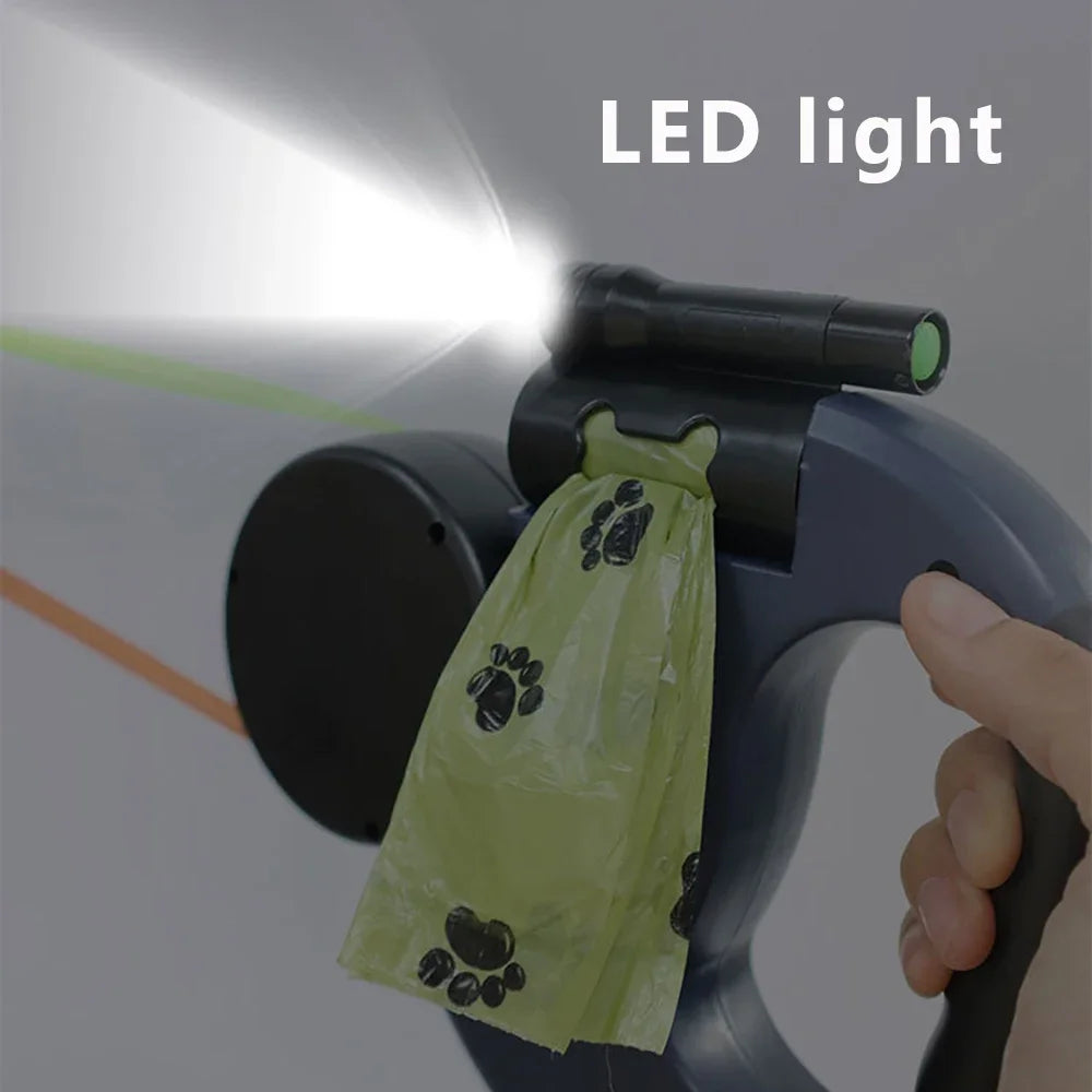 Pet Walking Lead Automatic Extendable Pet Traction Rope Dual Head Pet Leash with LED Light for Dog Pet Supplies Dog