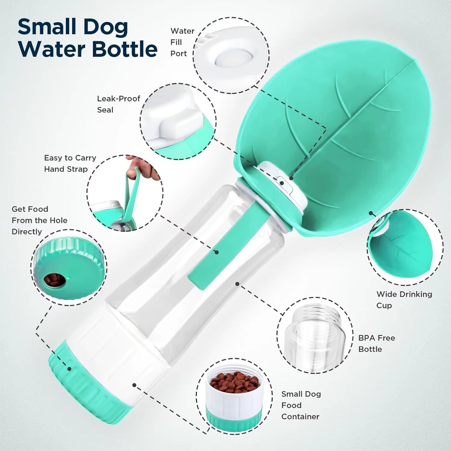 330Ml Water 110Ml Dog Water Bottle Dispenser for Walking Food Leak Proof Portable Outdoor Hiking, Travel for Puppy Water Bottle